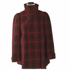 Steve Madden Button Down Plaid Red and Black Coat Size S